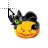 creepy cat with halloween pumpkin.cur
