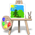 Easel and brushes