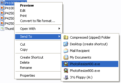 Picture Resizer run from context menu