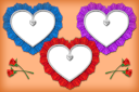 Template with 3 hearts and roses
