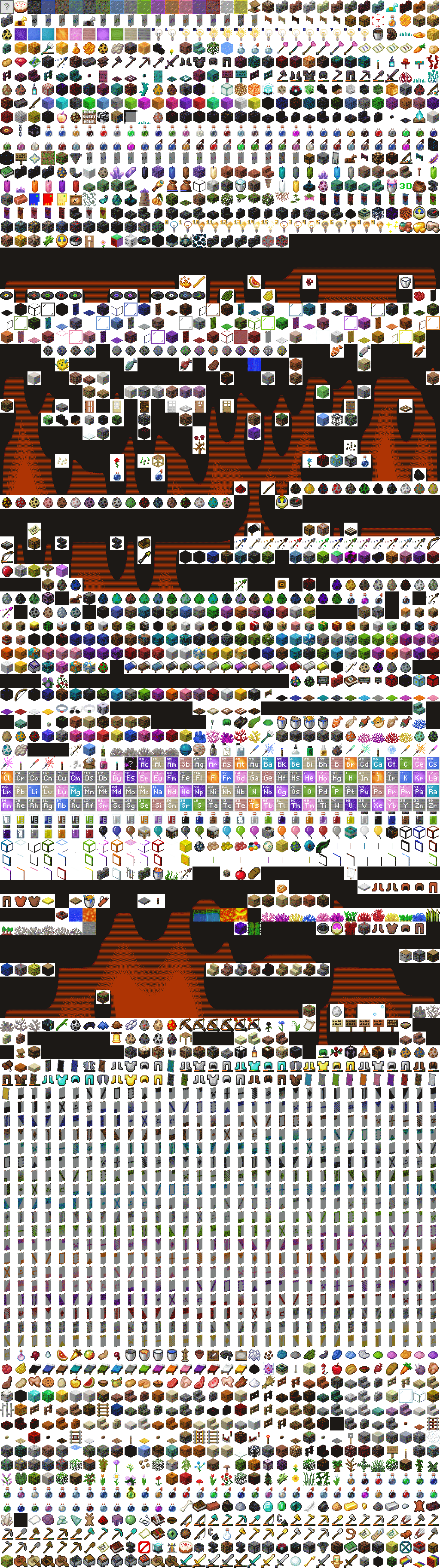 Every single Minecraft item and block that existed.