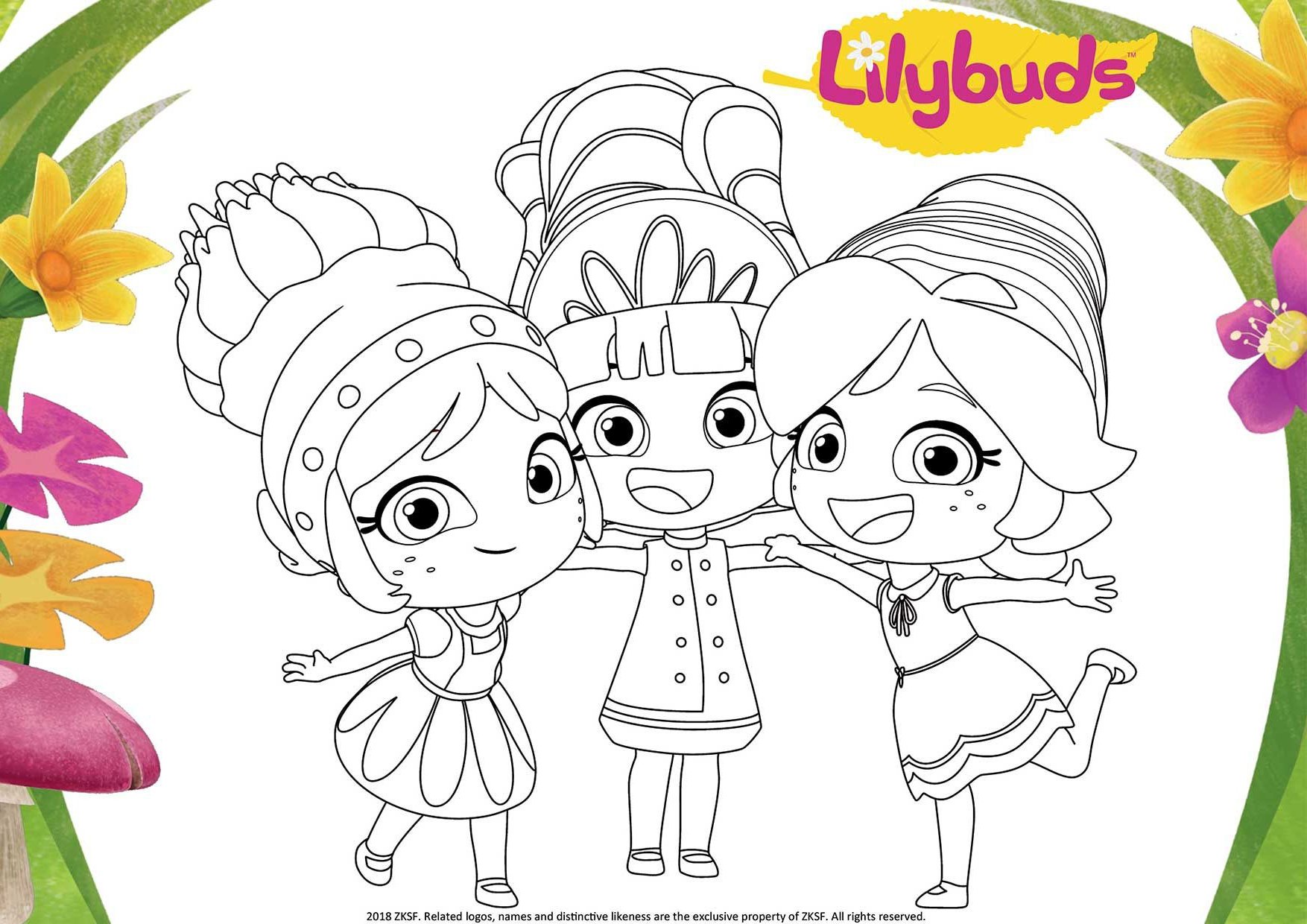 Thistle, Daffodil and Rose coloring sheet(Lilybuds) image