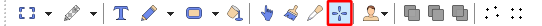 A screenshot of the cursor editor's toolbar when editing a raster layer. The hot spot tool is outlined in red.