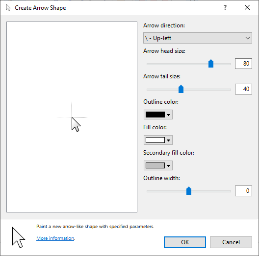A screenshot of the Create Arrow Shape wizard