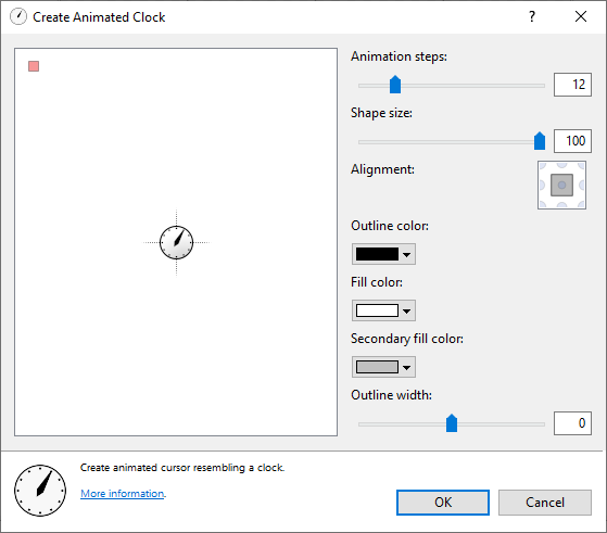 Screenshot of the Create Animated Clock wizard.