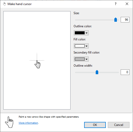 A screenshot of the Make hand cursor wizard