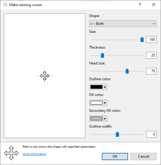 A screenshot of the Make resizing cursor wizard