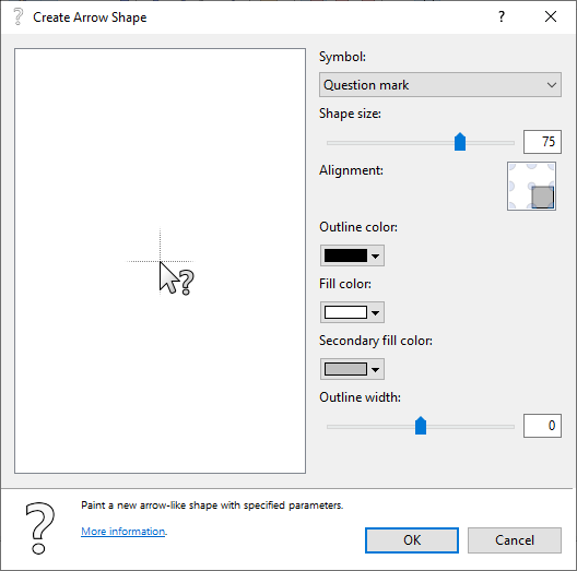 A screenshot of the Symbol wizard. An arrow shape is already drawn beforehand.