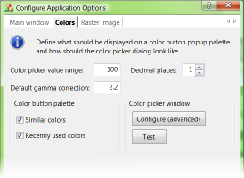 Color options configuration.