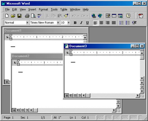 Multiple document interface of MS Word 97