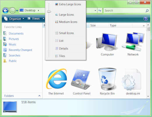 Use Large Icons Windows Vista