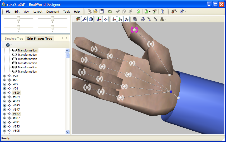 WYSIVYG editing using grip points in RealWorld 3D Graphics Editor
