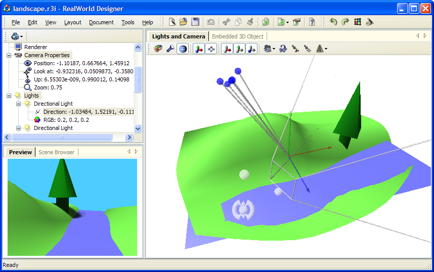 Render 3D scenes into images in RealWorld 3D Graphics Editor