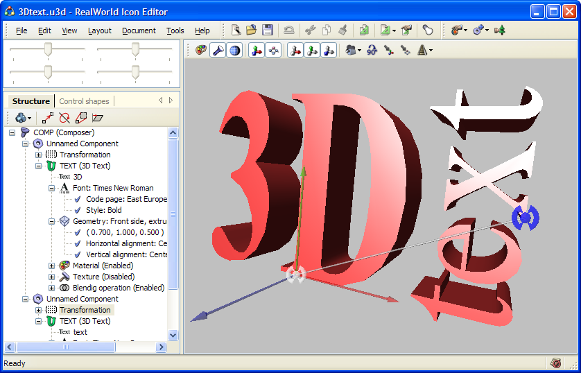 3D text model from two parts