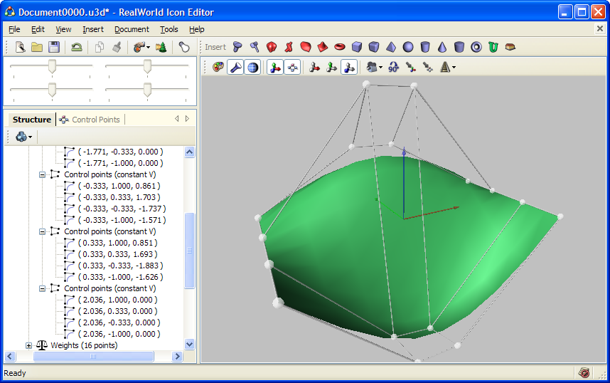 Jednoduchá NURBS plocha třetího stupně