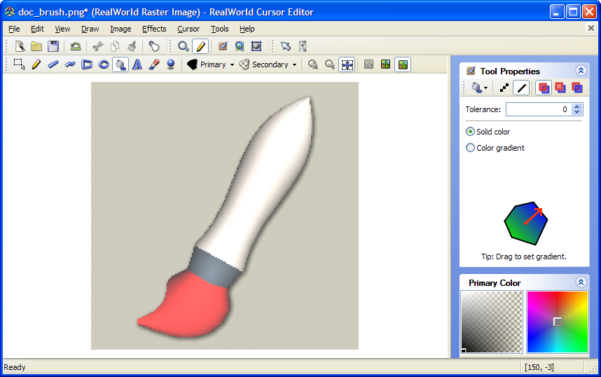 Preparing image of a brush for conversion to cursor