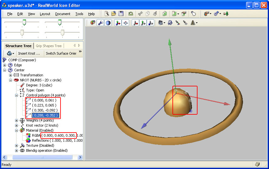 Modify shape by dragging control points