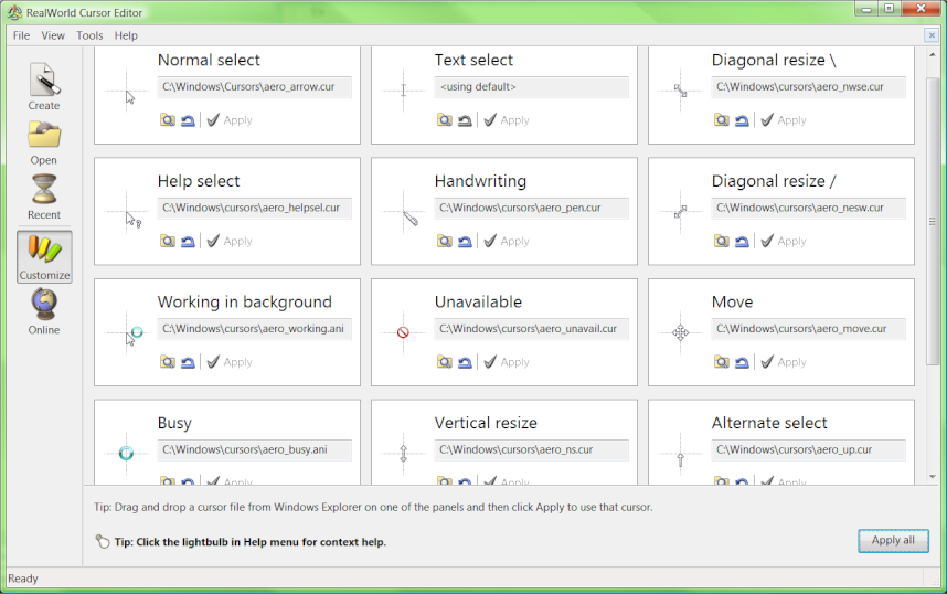 Customize Windows cursors