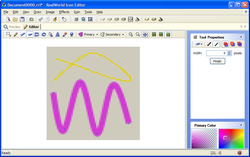 Drawing curves in raster image editor