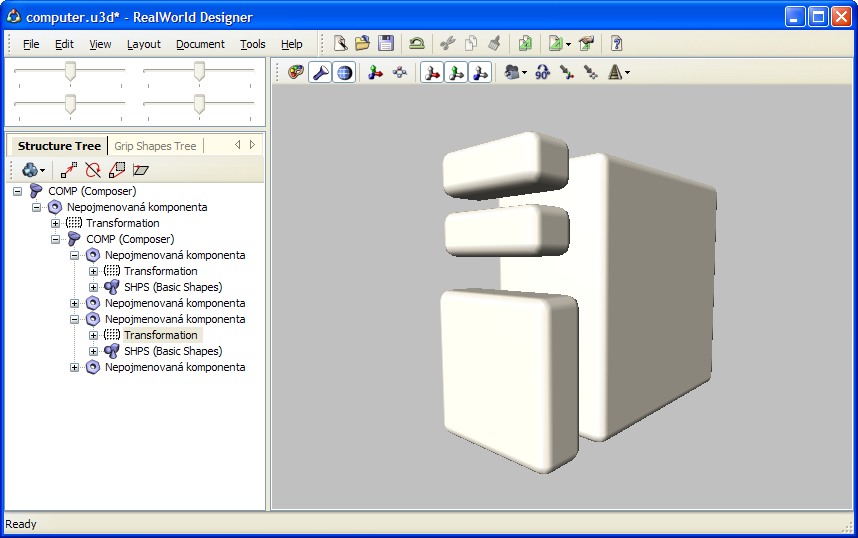 Parts of a computer case 3D model in RealWorld Icon Editor