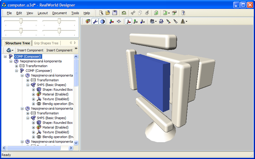 Parts of a display 3D model in RealWorld Icon Editor